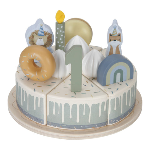 Little Dutch Wooden birthday cake - blue