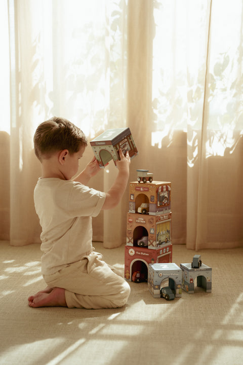 Little Dutch - Stacking Blocks With 6 Cars FSC