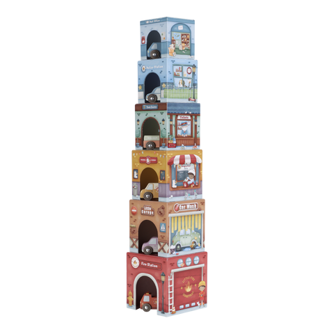 Little Dutch - Stacking Blocks With 6 Cars FSC