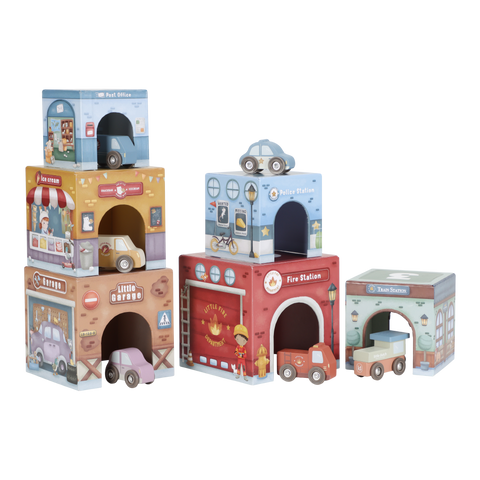 Little Dutch - Stacking Blocks With 6 Cars FSC