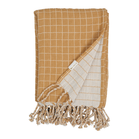 Fabelab Baby blanket - Grid - Ochre